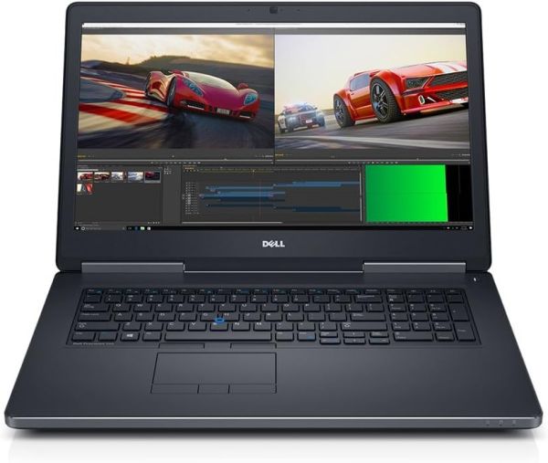 لابتوب Dell Precision 7710 مفتوح من الأمام أثناء التشغيل
